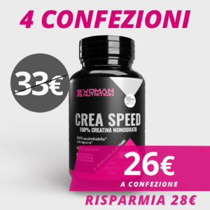 CREA SPEED Pack 4X</br>CREATINA MASTICABILE – 90 CPR<strong></br> Scadenza 30/11/2024</strong>