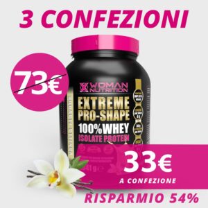 PRO-SHAPE VANIGLIA Pack 3X</br>PROTEINE BARATTOLO – 1044G<strong></br> Scadenza 31/03/2024</strong>